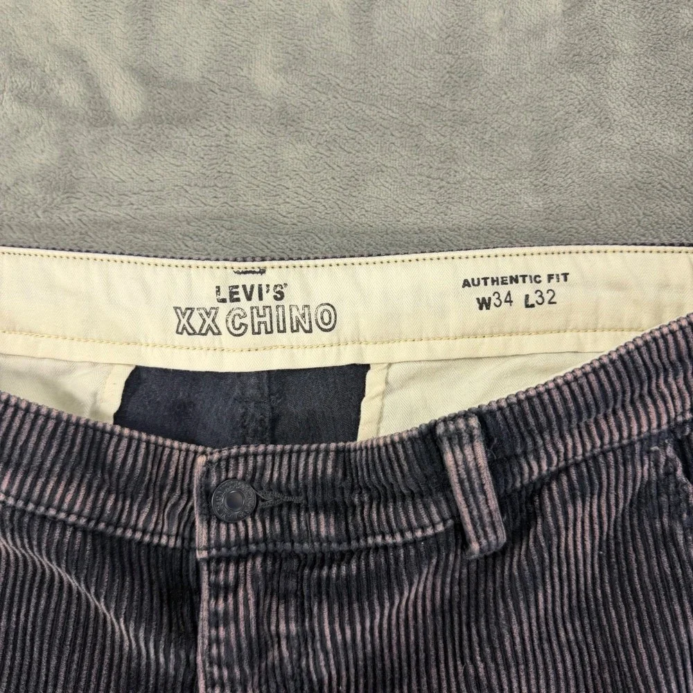 Levi's XX Chino Authentic Fit Corduroy Pants Men's Size 34x32 Faded Purple